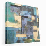 Abstract Moody Modern Wall Art - Blue, Gold & Black Geometric Design