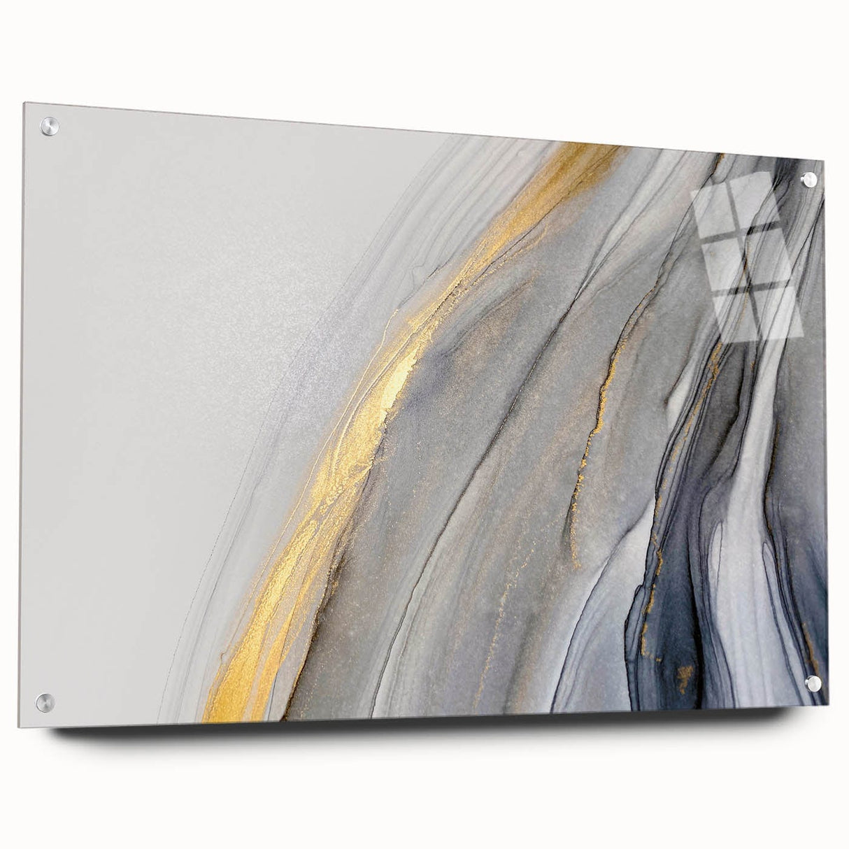 Modern Fluid Art Prints - Abstract Fluid Canvas Art in Gold and Gray