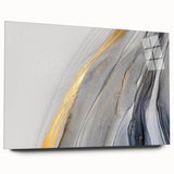 Modern Fluid Art Prints - Abstract Fluid Canvas Art in Gold and Gray