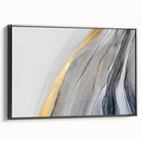 Modern Fluid Art Prints - Abstract Fluid Canvas Art in Gold and Gray