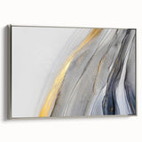 Modern Fluid Art Prints - Abstract Fluid Canvas Art in Gold and Gray