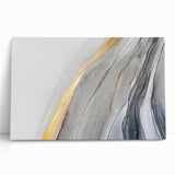 Modern Fluid Art Prints - Abstract Fluid Canvas Art in Gold and Gray