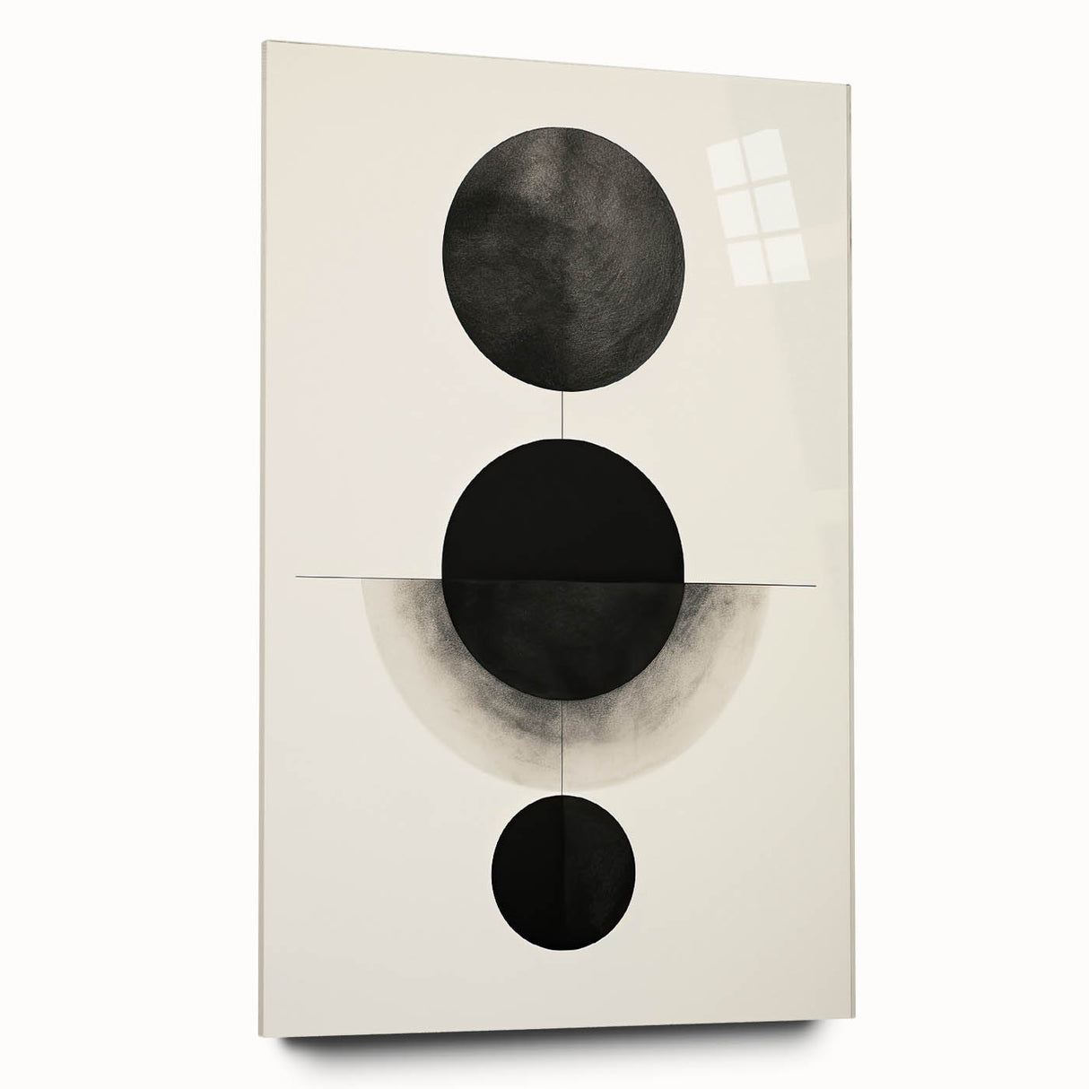 Contemporary Minimalist Wall Art – Geometric Black Circle Alignment