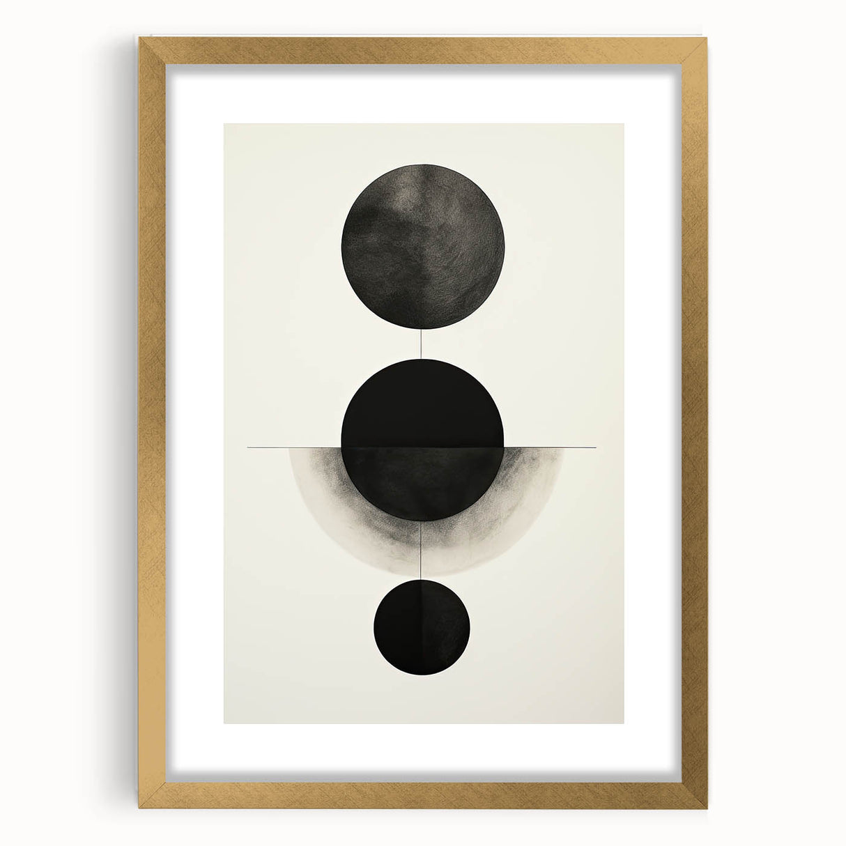 Contemporary Minimalist Wall Art – Geometric Black Circle Alignment