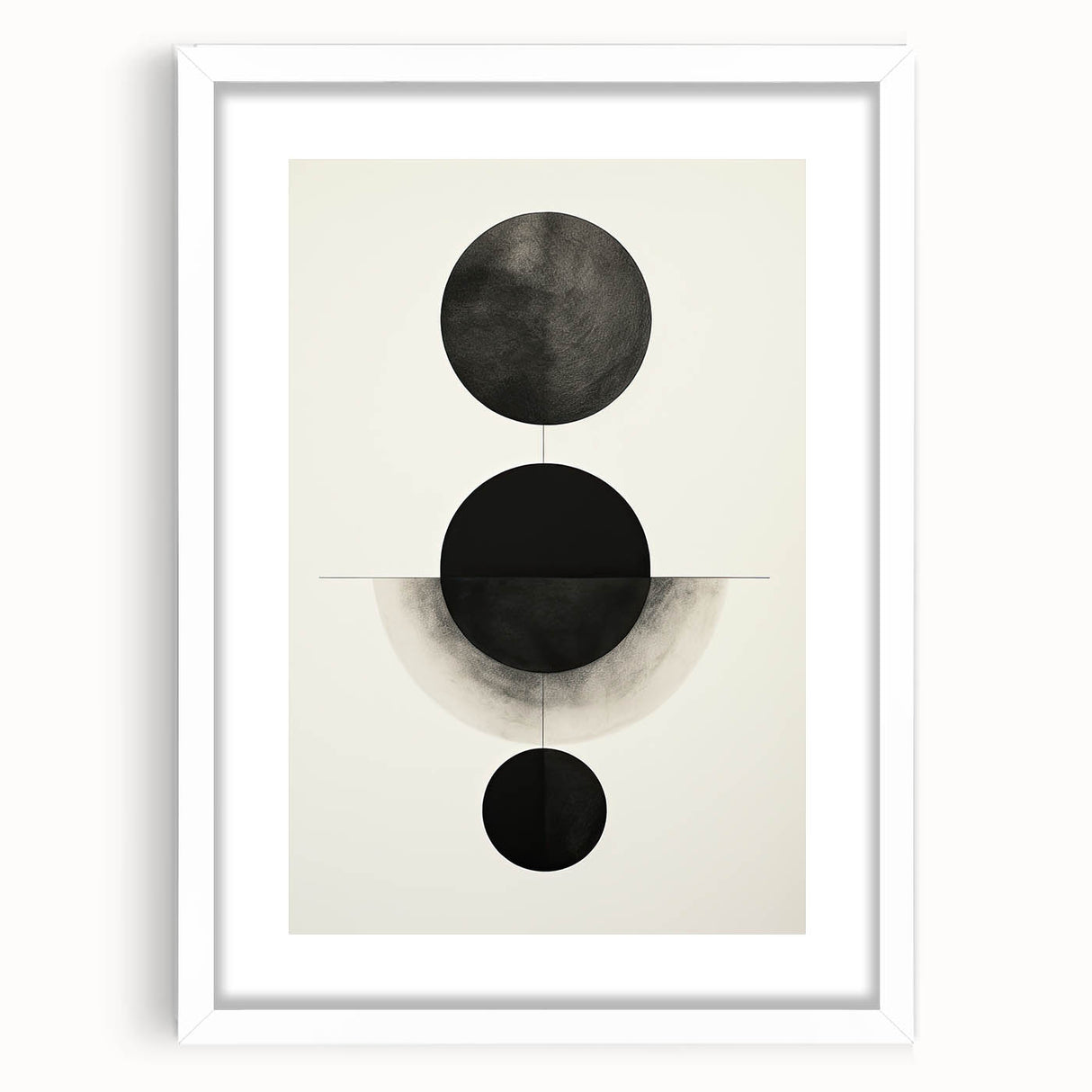 Contemporary Minimalist Wall Art – Geometric Black Circle Alignment