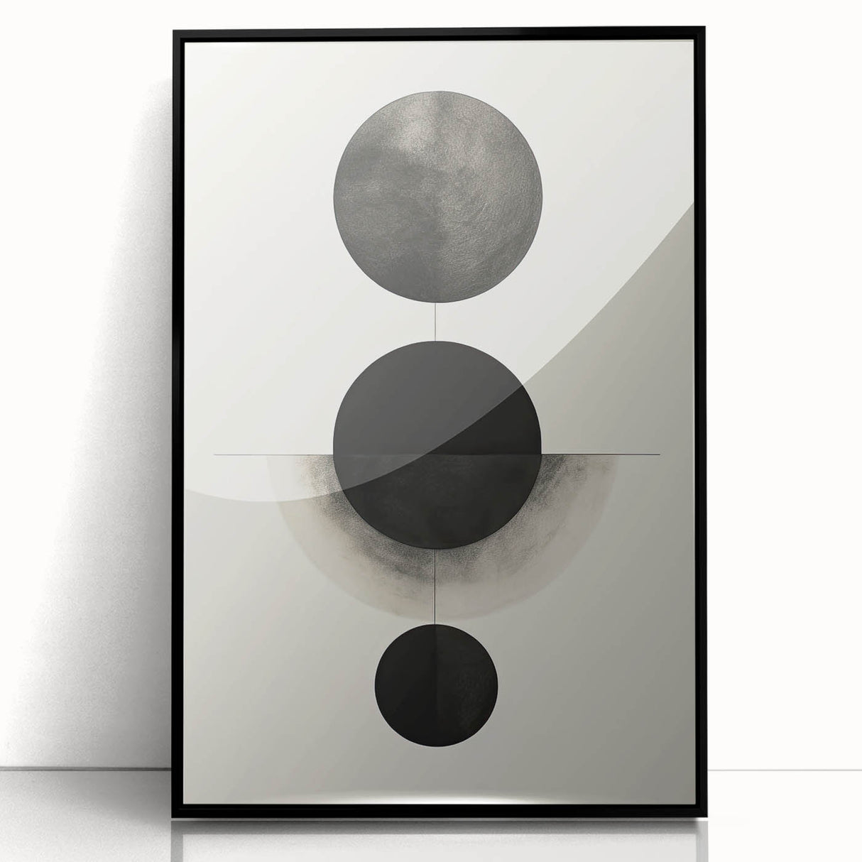 Contemporary Minimalist Wall Art – Geometric Black Circle Alignment