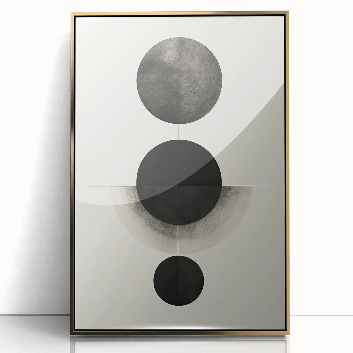 Contemporary Minimalist Wall Art – Geometric Black Circle Alignment