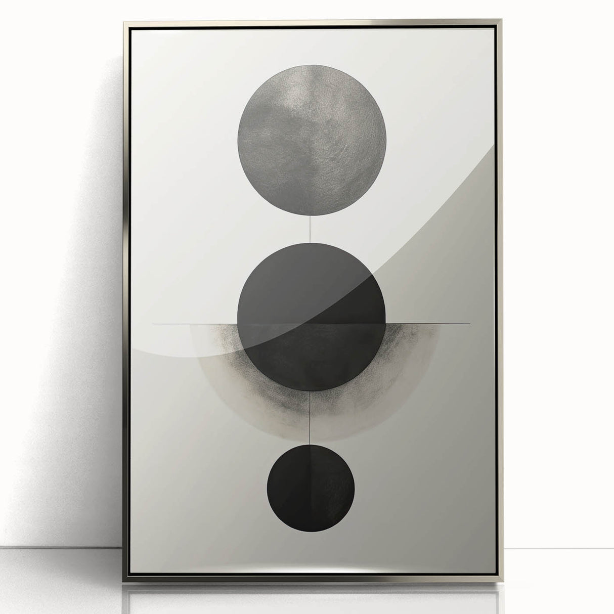 Contemporary Minimalist Wall Art – Geometric Black Circle Alignment