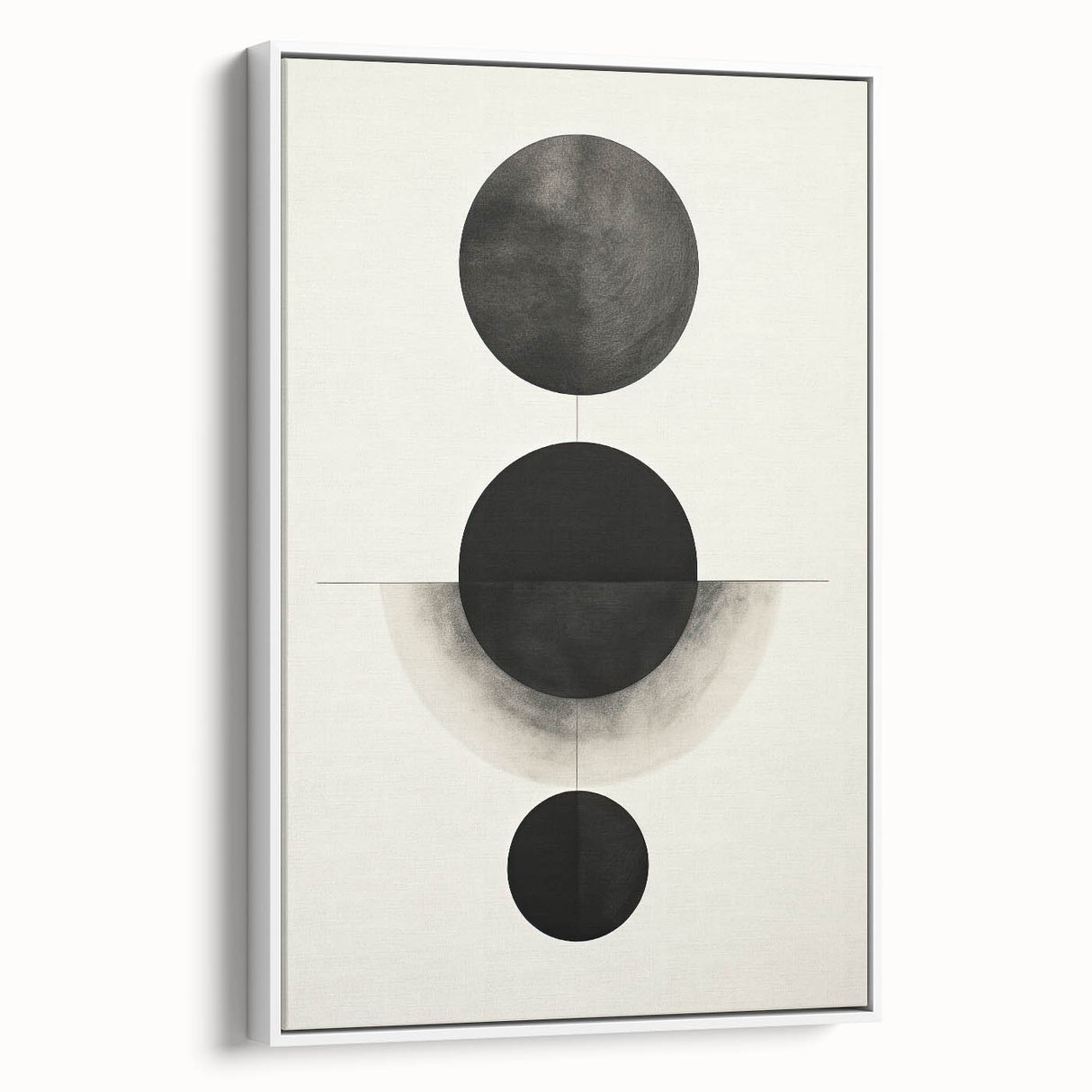 Contemporary Minimalist Wall Art – Geometric Black Circle Alignment