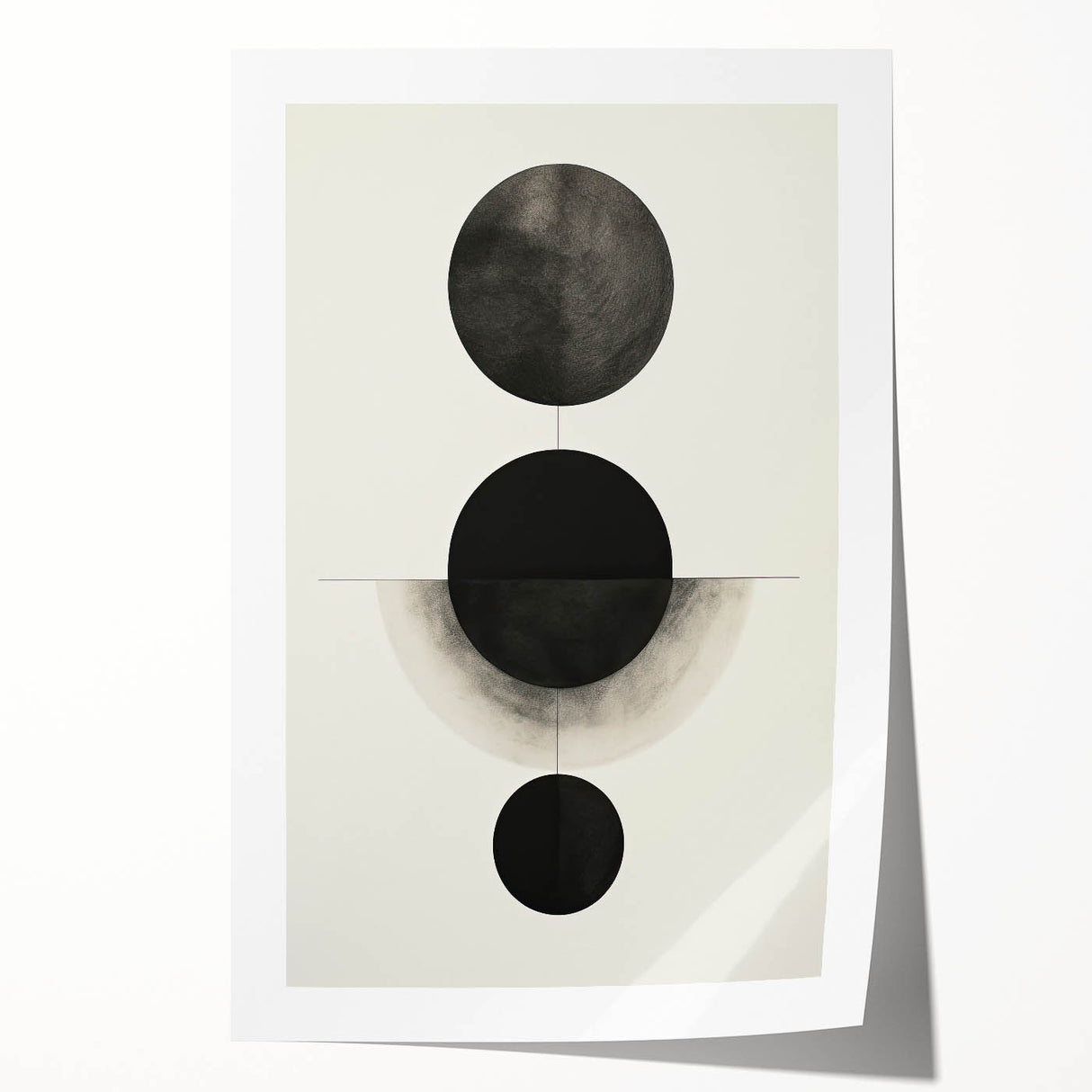 Contemporary Minimalist Wall Art – Geometric Black Circle Alignment