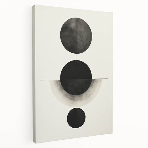 Contemporary Minimalist Wall Art – Geometric Black Circle Alignment
