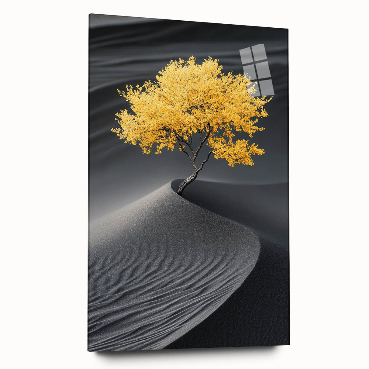 Golden Tree in Black Desert – Tree Art Prints & Nature Wall Art