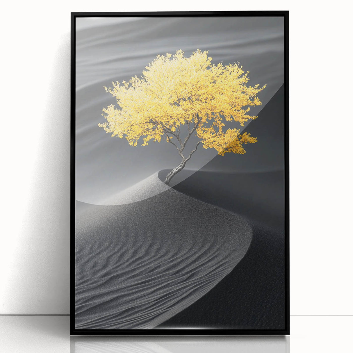 Golden Tree in Black Desert – Tree Art Prints & Nature Wall Art
