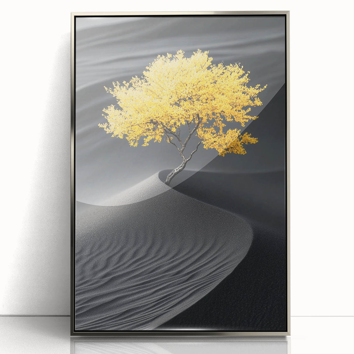 Golden Tree in Black Desert – Tree Art Prints & Nature Wall Art