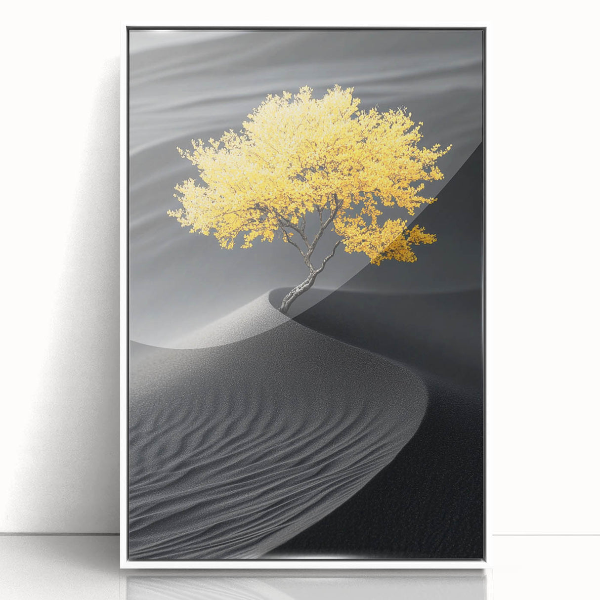 Golden Tree in Black Desert – Tree Art Prints & Nature Wall Art
