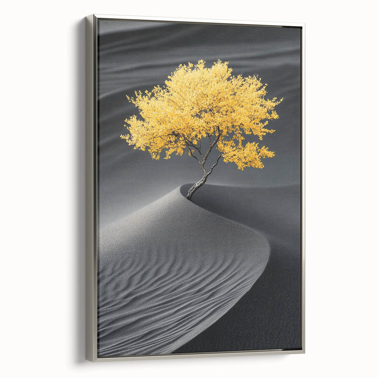 Golden Tree in Black Desert – Tree Art Prints & Nature Wall Art