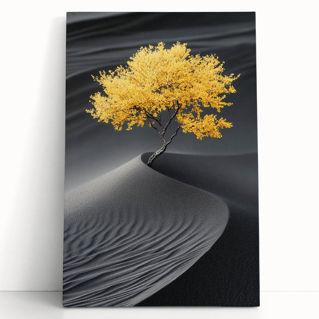 Golden Tree in Black Desert – Tree Art Prints & Nature Wall Art