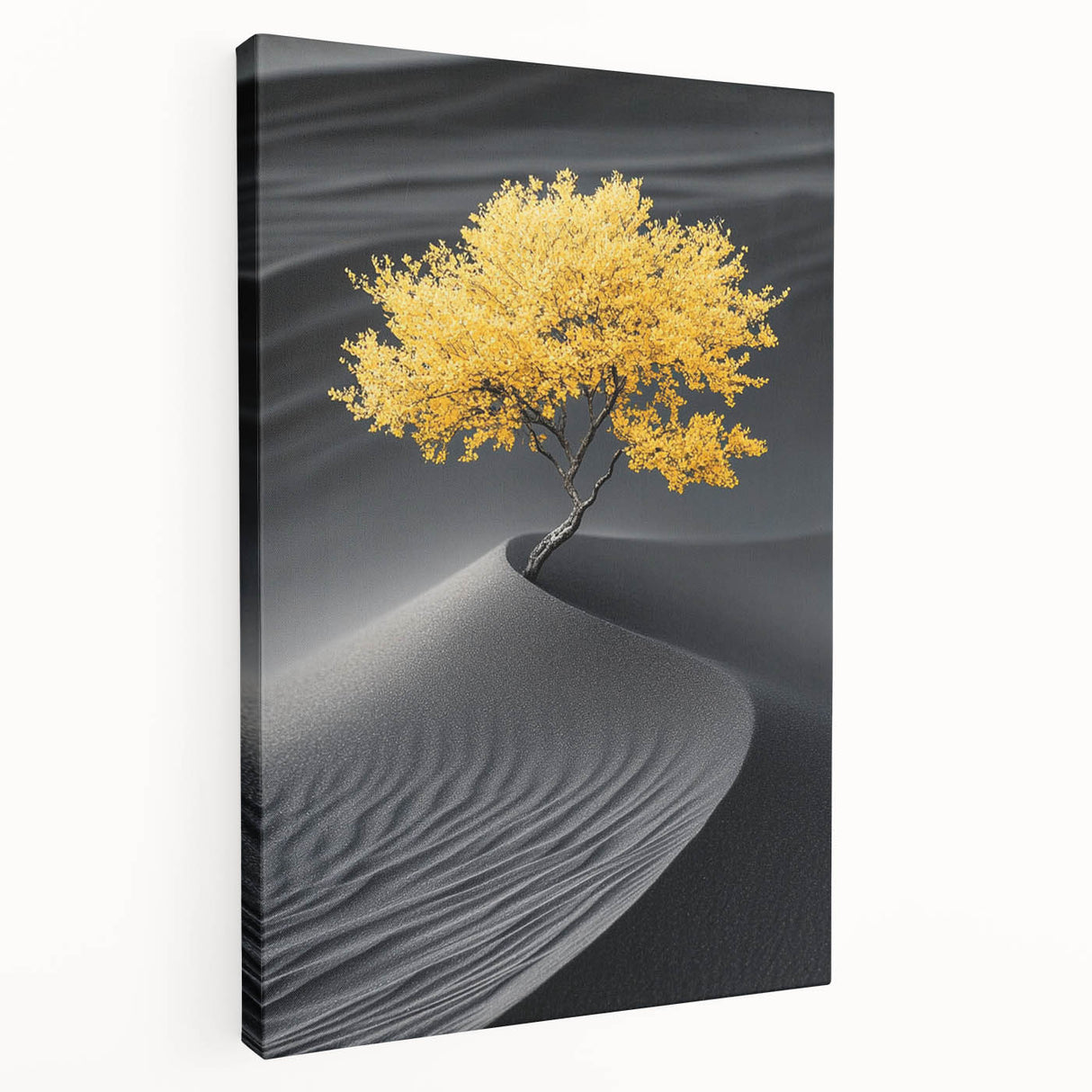 Golden Tree in Black Desert – Tree Art Prints & Nature Wall Art