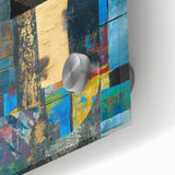 Bold Moody Modern Wall Art - Abstract Blue & Gold Geometric Print