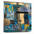 Bold Moody Modern Wall Art - Abstract Blue & Gold Geometric Print