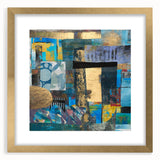 Bold Moody Modern Wall Art - Abstract Blue & Gold Geometric Print