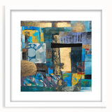 Bold Moody Modern Wall Art - Abstract Blue & Gold Geometric Print