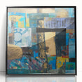 Bold Moody Modern Wall Art - Abstract Blue & Gold Geometric Print