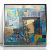 Bold Moody Modern Wall Art - Abstract Blue & Gold Geometric Print