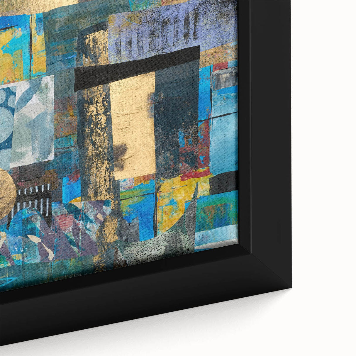 Bold Moody Modern Wall Art - Abstract Blue & Gold Geometric Print