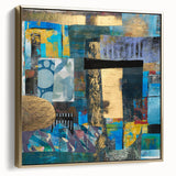 Bold Moody Modern Wall Art - Abstract Blue & Gold Geometric Print