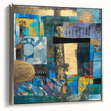 Bold Moody Modern Wall Art - Abstract Blue & Gold Geometric Print