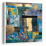 Bold Moody Modern Wall Art - Abstract Blue & Gold Geometric Print