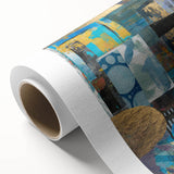 Bold Moody Modern Wall Art - Abstract Blue & Gold Geometric Print