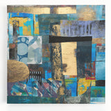 Bold Moody Modern Wall Art - Abstract Blue & Gold Geometric Print