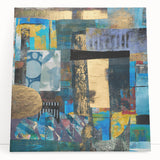 Bold Moody Modern Wall Art - Abstract Blue & Gold Geometric Print