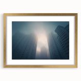 City Skyline Wall Art – Foggy Urban Landscape Photography Print