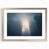 City Skyline Wall Art – Foggy Urban Landscape Photography Print