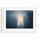 City Skyline Wall Art – Foggy Urban Landscape Photography Print
