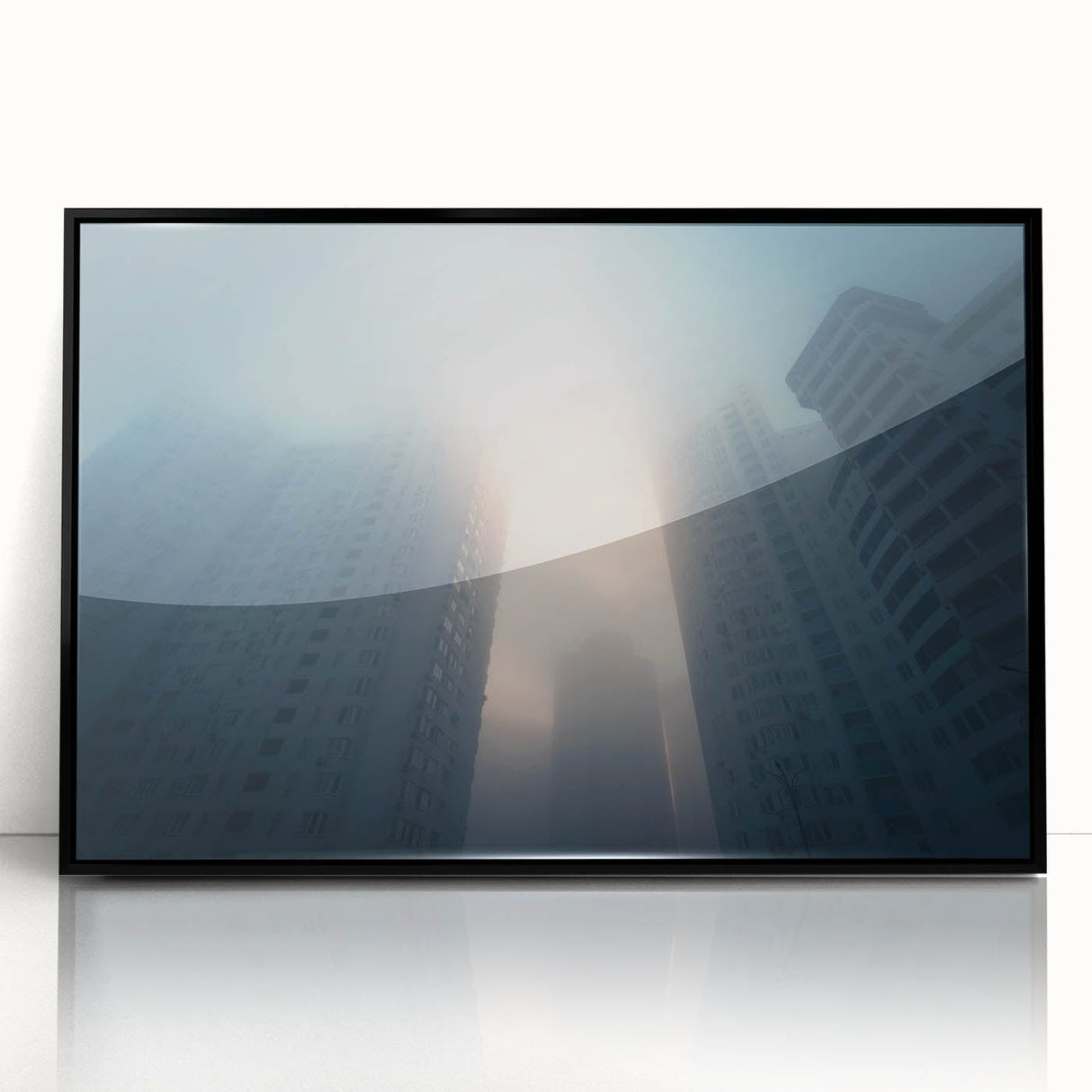City Skyline Wall Art – Foggy Urban Landscape Photography Print