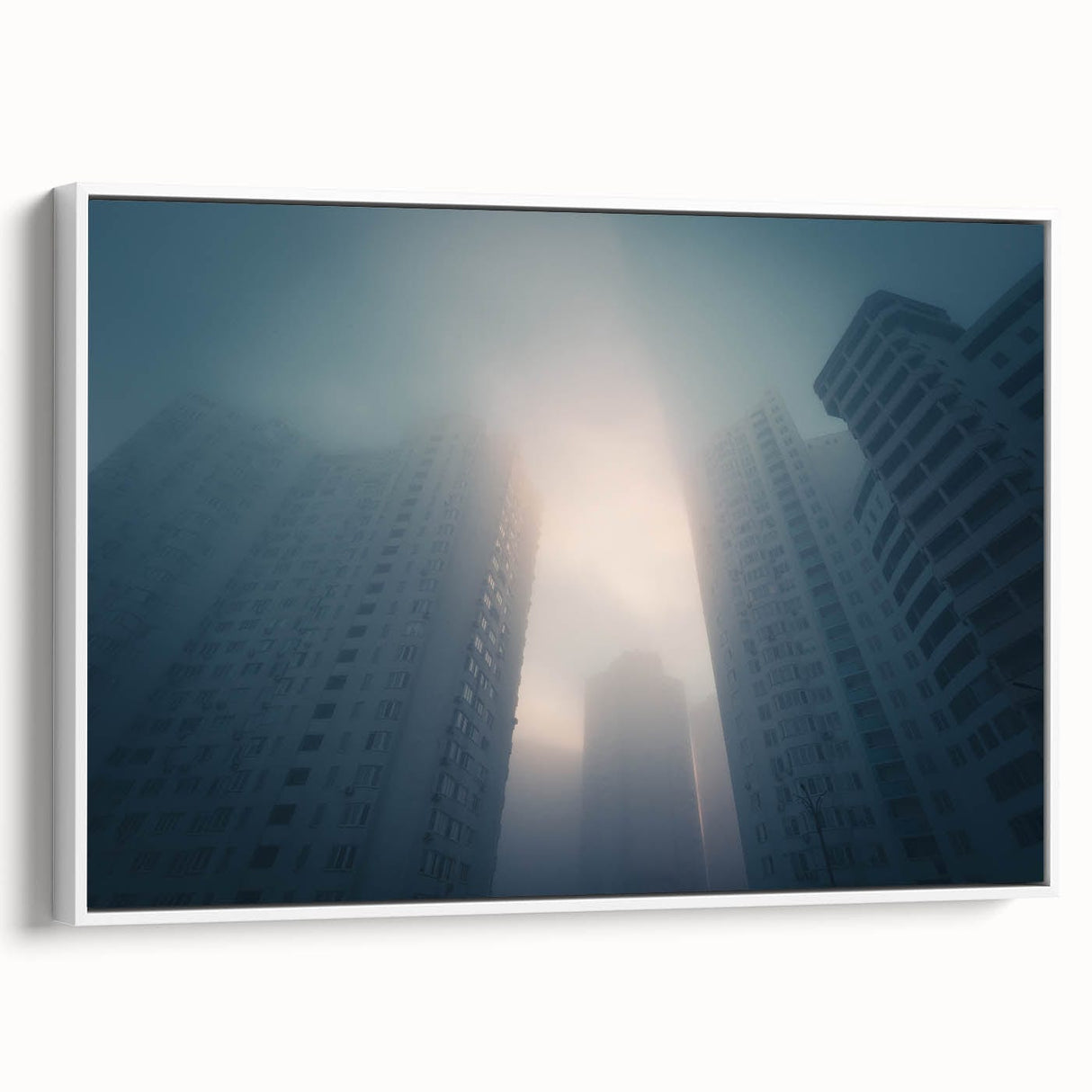 City Skyline Wall Art – Foggy Urban Landscape Photography Print
