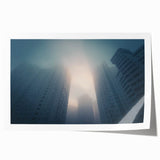 City Skyline Wall Art – Foggy Urban Landscape Photography Print