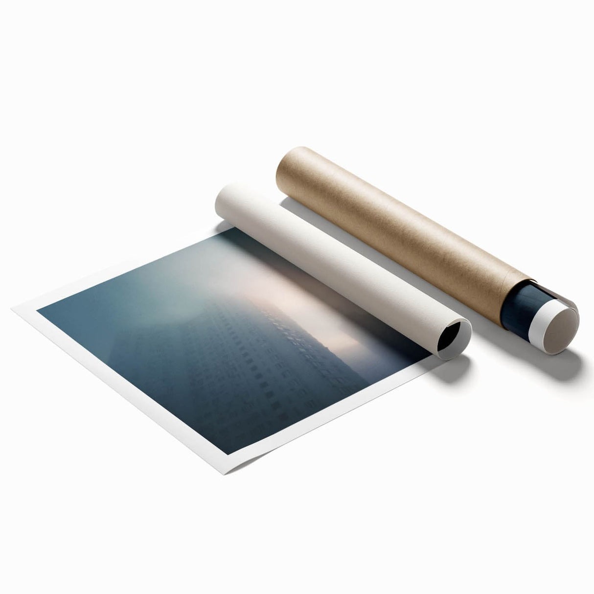 City Skyline Wall Art – Foggy Urban Landscape Photography Print