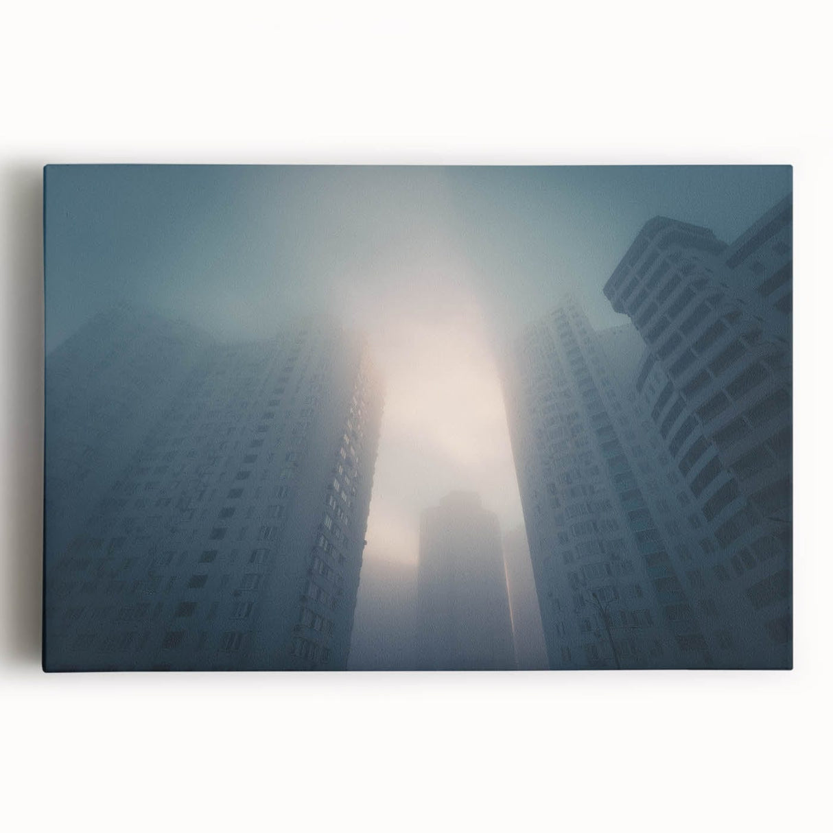 City Skyline Wall Art – Foggy Urban Landscape Photography Print