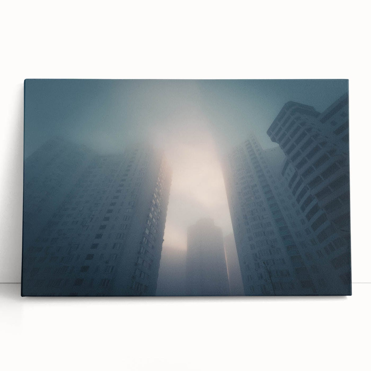 City Skyline Wall Art – Foggy Urban Landscape Photography Print