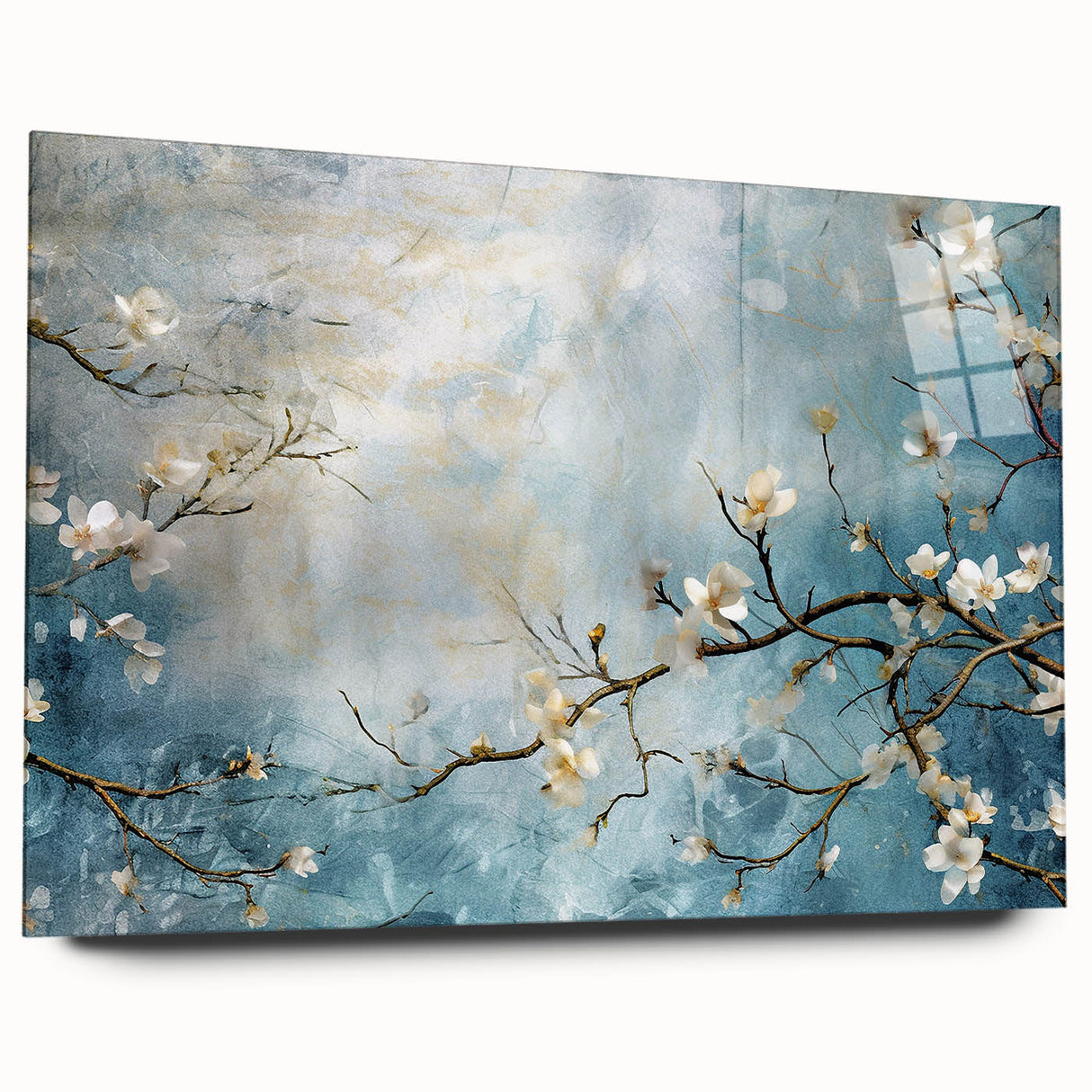 Blossom Breeze – Floral Abstract Wall Art in Blue and White Tones