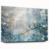 Blossom Breeze – Floral Abstract Wall Art in Blue and White Tones