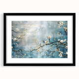 Blossom Breeze – Floral Abstract Wall Art in Blue and White Tones
