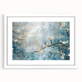 Blossom Breeze – Floral Abstract Wall Art in Blue and White Tones