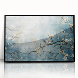 Blossom Breeze – Floral Abstract Wall Art in Blue and White Tones