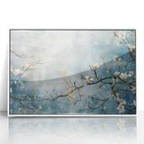 Blossom Breeze – Floral Abstract Wall Art in Blue and White Tones